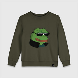 Свитшот хлопковый детский Pepe в очках EZ, цвет: хаки
