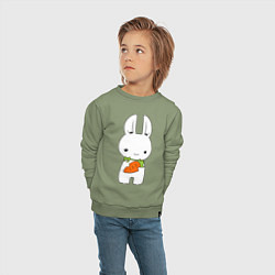 Свитшот хлопковый детский Зайчик с морковкой, цвет: авокадо — фото 2