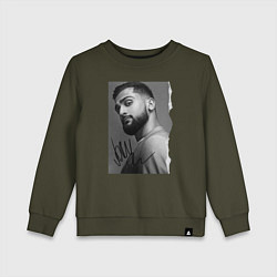 Свитшот хлопковый детский Jony, цвет: хаки