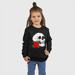 Свитшот хлопковый детский Череп с розой, цвет: черный — фото 2
