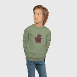 Свитшот хлопковый детский Мишка, цвет: авокадо — фото 2