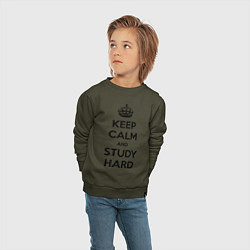 Свитшот хлопковый детский Keep Calm & Study Hard, цвет: хаки — фото 2