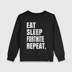 Свитшот хлопковый детский EAT SLEEP FORTNITE REPEAT, цвет: черный