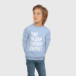 Свитшот хлопковый детский EAT SLEEP FORTNITE REPEAT, цвет: мягкое небо — фото 2