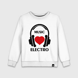 Свитшот хлопковый детский Electro Music is Love, цвет: белый