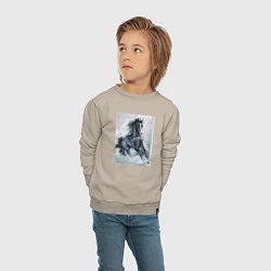 Свитшот хлопковый детский Лошадь арт, цвет: миндальный — фото 2