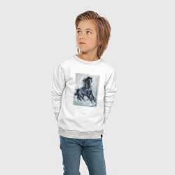 Свитшот хлопковый детский Лошадь арт, цвет: белый — фото 2
