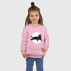 Свитшот хлопковый детский Черный кот, цвет: светло-розовый — фото 2