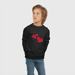 Свитшот хлопковый детский Hearts, цвет: черный — фото 2