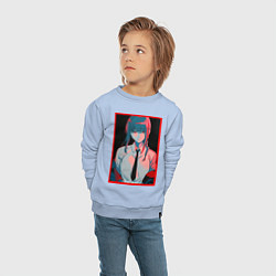 Свитшот хлопковый детский Макима человек бензопила Red, цвет: мягкое небо — фото 2