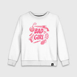 Свитшот хлопковый детский Bad girl, цвет: белый