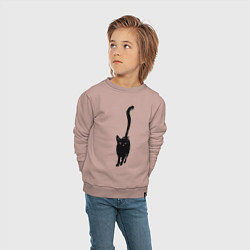 Свитшот хлопковый детский Черный кот тушью, цвет: пыльно-розовый — фото 2