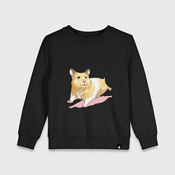 Свитшот хлопковый детский Бегущий хомячек рисунок, цвет: черный