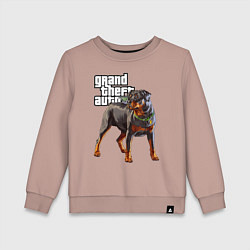 Свитшот хлопковый детский ЧОП - ротвейлер из GTA 5, цвет: пыльно-розовый