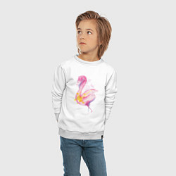 Свитшот хлопковый детский Фламинго рисунок акварелью, цвет: белый — фото 2