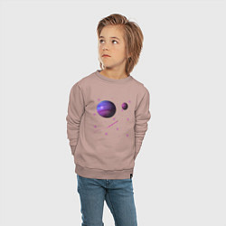 Свитшот хлопковый детский Космос Планеты, цвет: пыльно-розовый — фото 2