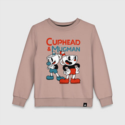 Свитшот хлопковый детский Cuphead & Mugman, цвет: пыльно-розовый