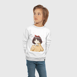 Свитшот хлопковый детский Милая аниме девочка в свитере, цвет: белый — фото 2