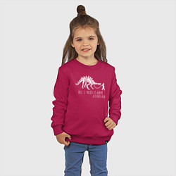 Свитшот хлопковый детский All a need is dinosaur, цвет: маджента — фото 2