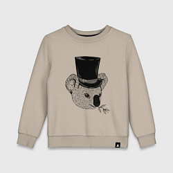 Свитшот хлопковый детский Коала Джентльмен в Цилиндре, цвет: миндальный