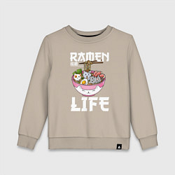 Свитшот хлопковый детский Ramen life, цвет: миндальный