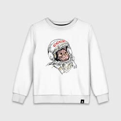 Свитшот хлопковый детский СССР Кот космонавт, цвет: белый