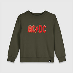 Свитшот хлопковый детский ACDC, цвет: хаки