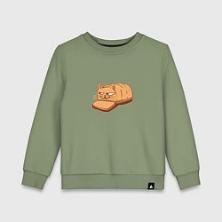 Свитшот хлопковый детский Кот хлеб - Bread Cat, цвет: авокадо