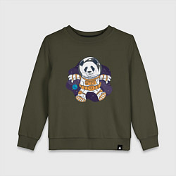 Свитшот хлопковый детский Милая Космическая Панда, цвет: хаки