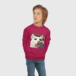 Свитшот хлопковый детский Мем про кота, цвет: маджента — фото 2