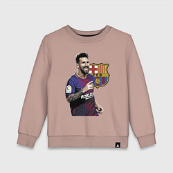 Свитшот хлопковый детский Lionel Messi Barcelona Argentina, цвет: пыльно-розовый