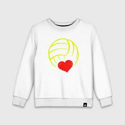Свитшот хлопковый детский Volleyball Heart, цвет: белый