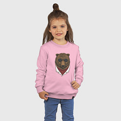 Свитшот хлопковый детский Крутой Медведь в очках, цвет: светло-розовый — фото 2