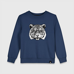 Свитшот хлопковый детский Тигр голова, цвет: тёмно-синий