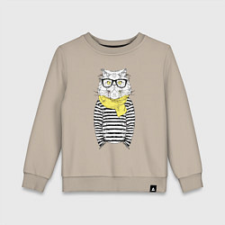 Свитшот хлопковый детский Hipster Cat, цвет: миндальный