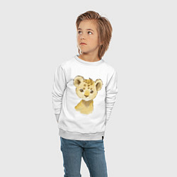 Свитшот хлопковый детский Нарисованный львенок, цвет: белый — фото 2