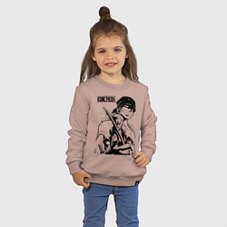 Свитшот хлопковый детский Ророноа Зоро One Piece, цвет: пыльно-розовый — фото 2