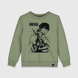 Свитшот хлопковый детский Ророноа Зоро One Piece, цвет: авокадо