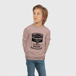 Свитшот хлопковый детский Энди Уорхол суп Кэмпбелл, цвет: пыльно-розовый — фото 2