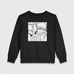 Свитшот хлопковый детский Человек — бензопила, цвет: черный