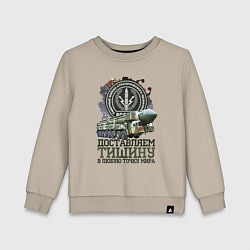 Свитшот хлопковый детский Доставляем тишину, цвет: миндальный