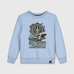 Свитшот хлопковый детский Доставляем тишину, цвет: мягкое небо