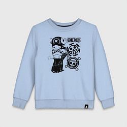 Свитшот хлопковый детский Тони Тони Чоппер и Трафальгар Ло One Piece, цвет: мягкое небо