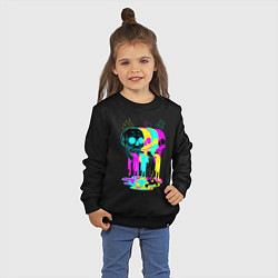 Свитшот хлопковый детский 4 ЧЕРЕПА SKULLS NEON, цвет: черный — фото 2