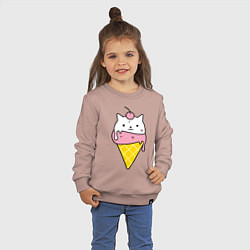 Свитшот хлопковый детский Ice Cream Cat, цвет: пыльно-розовый — фото 2