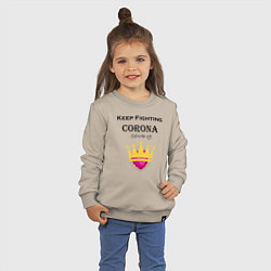 Свитшот хлопковый детский Fighting Corona, цвет: миндальный — фото 2
