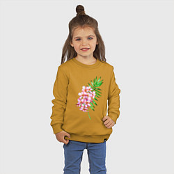 Свитшот хлопковый детский Цветущая ветка Акварель, цвет: горчичный — фото 2