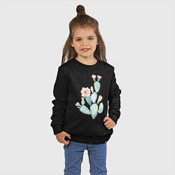 Свитшот хлопковый детский Нежный акварельный кактус, цвет: черный — фото 2