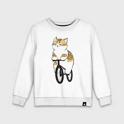 Свитшот хлопковый детский Котик на велосипеде, цвет: белый