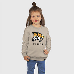 Свитшот хлопковый детский Тигр - Tiger, цвет: миндальный — фото 2